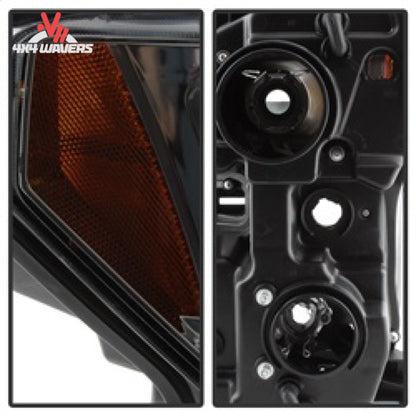 Spyder Auto smoked projector headlights installed on a 2015-2017 Ford F-150, showing sleek, custom lighting design and plug-and-play harness.
