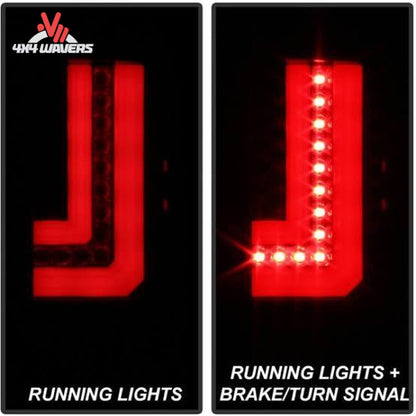 Spyder Auto smoked LED tail lights for 2016-2019 GMC Sierra, illuminated tail light assembly with sleek smoked finish.