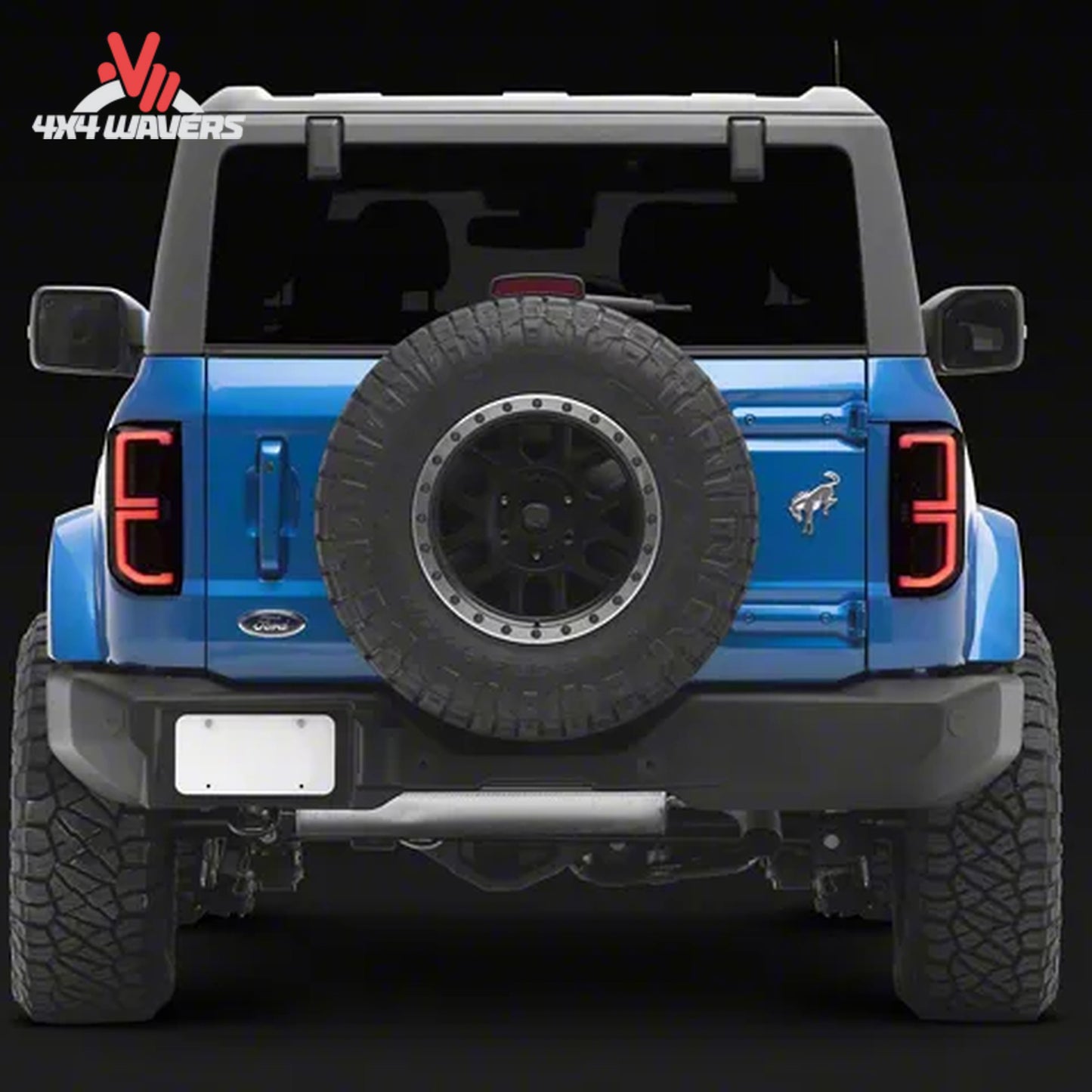 Rear view of a Ford Bronco equipped with Spyder LED tail lights showing modern LED light bar styling