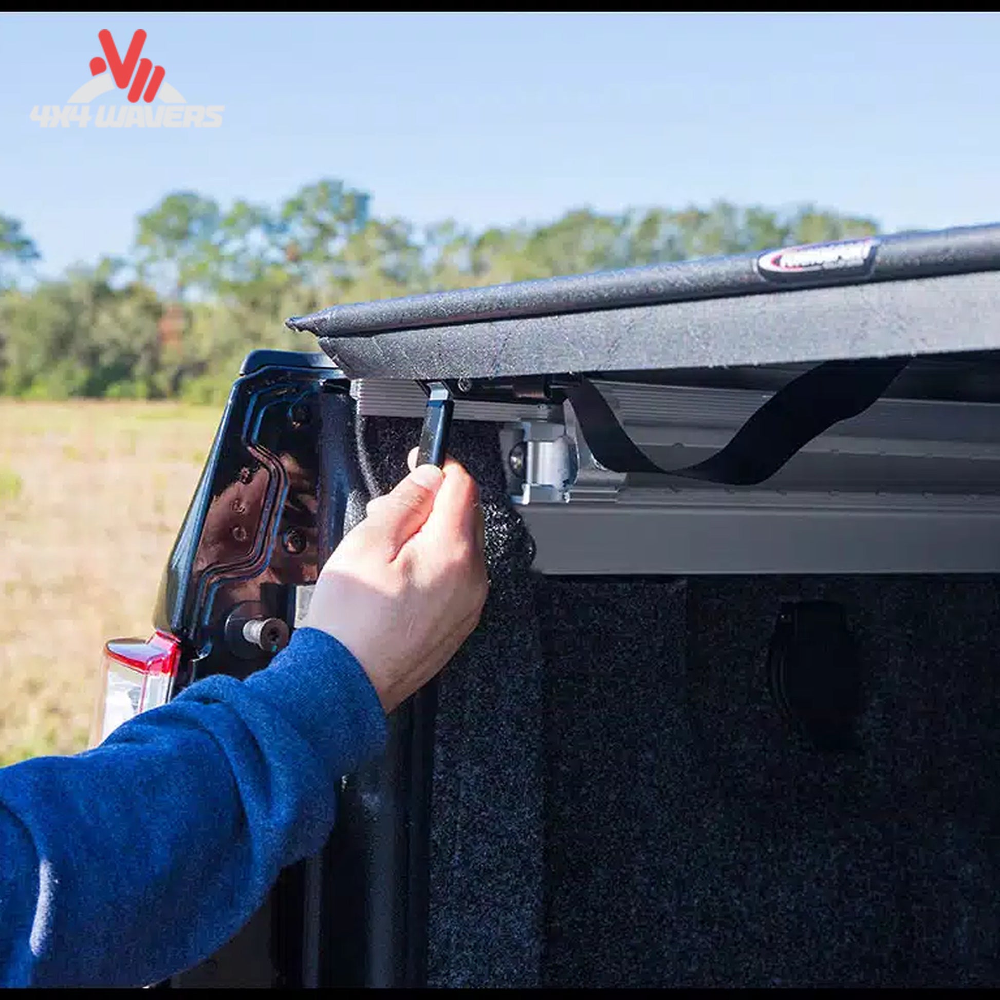 Close-up of the sleek low profile side rails resting flush along the truck bed caps SKU BGPC_22010369.