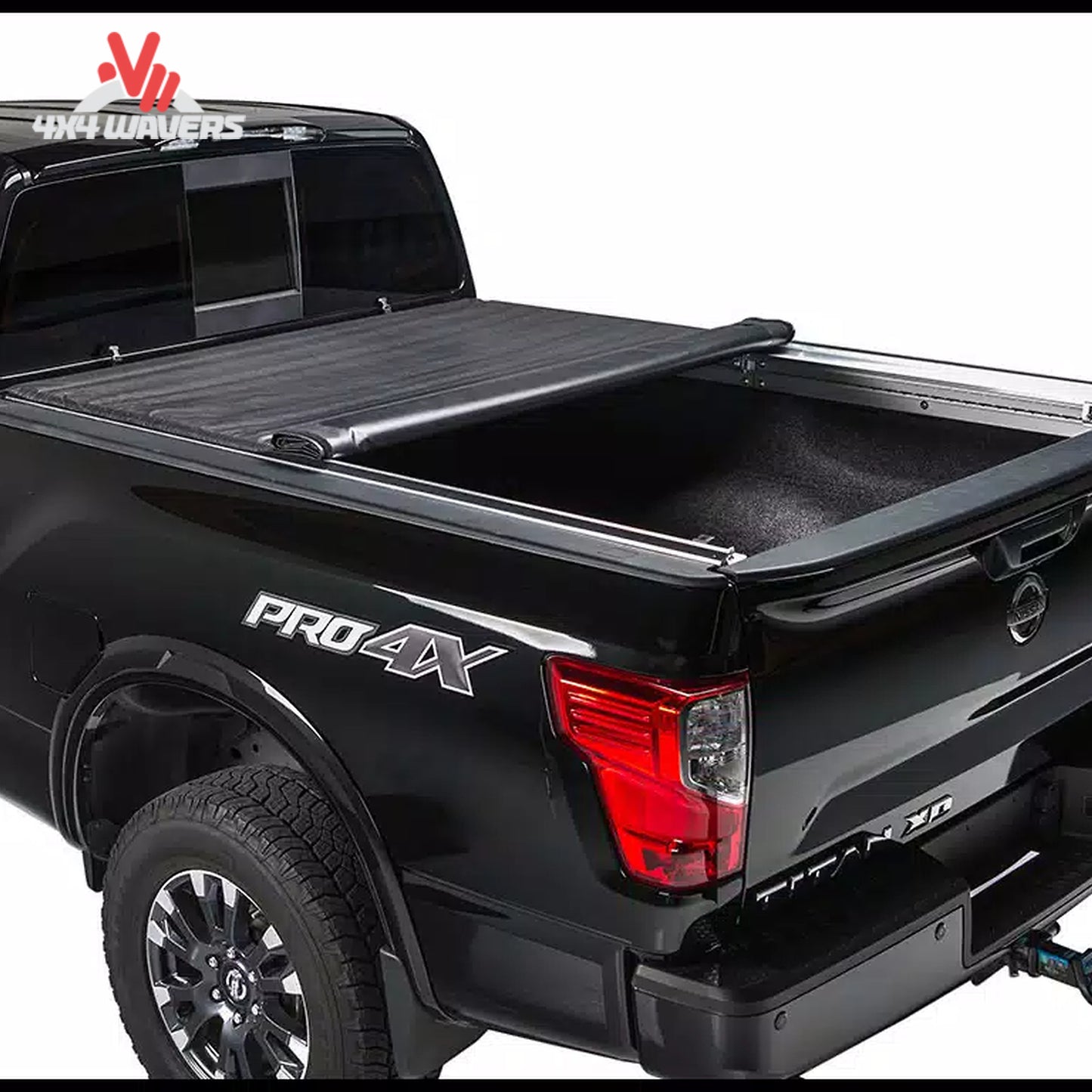 TonnoSport roll up bed cover 22010369 rolled forward to cab with storage straps SKU BGPC_22010369.