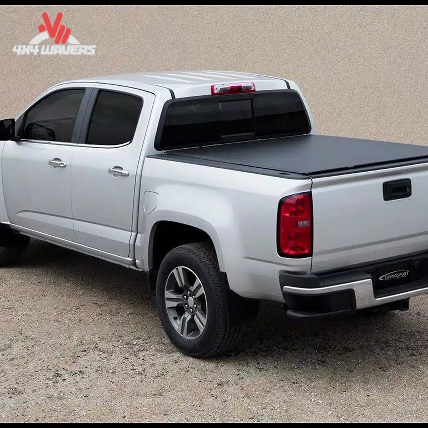 A low profile black vinyl soft roll up truck bed cover installed on a short box Ford F-150 Lightning SKU BGPC_22010369.