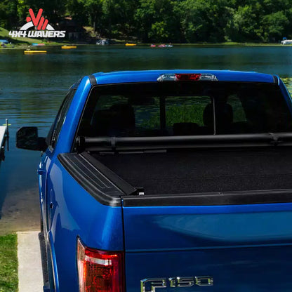 Side stance view of Ford F150 truck with installed low profile TruXedo Lo Pro cover 598601