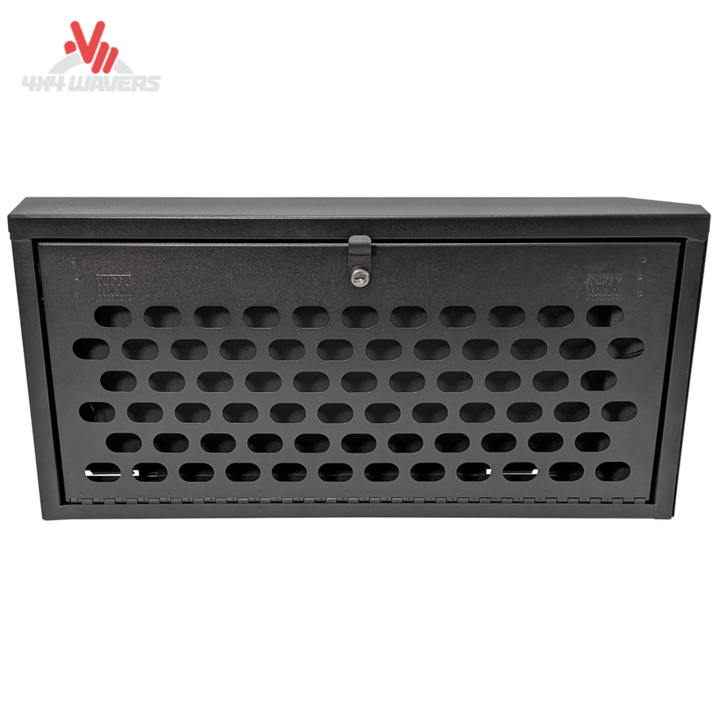 Secure tailgate-mounted lockbox with integrated MOLLE panel for Jeep Wrangler JK storage and gear organization