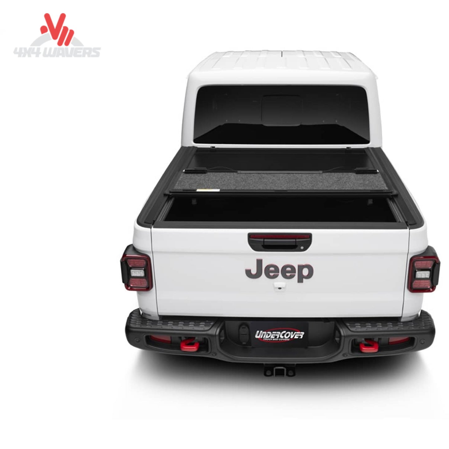 Premium hard folding tonneau cover showing protective carpet-lined panel construction