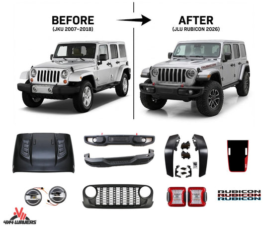 Full 2026 Body Kit Upgrade - JK/JKU Upgrade to JL/JLU Rubicon - Jeep Wrangler JK/JKU 2007-2018