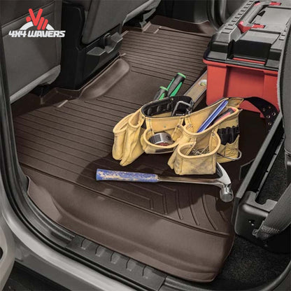Precision-fit WeatherTech FloorLiner HP covering the complete rear passenger floor area of a Ford Bronco 4-door