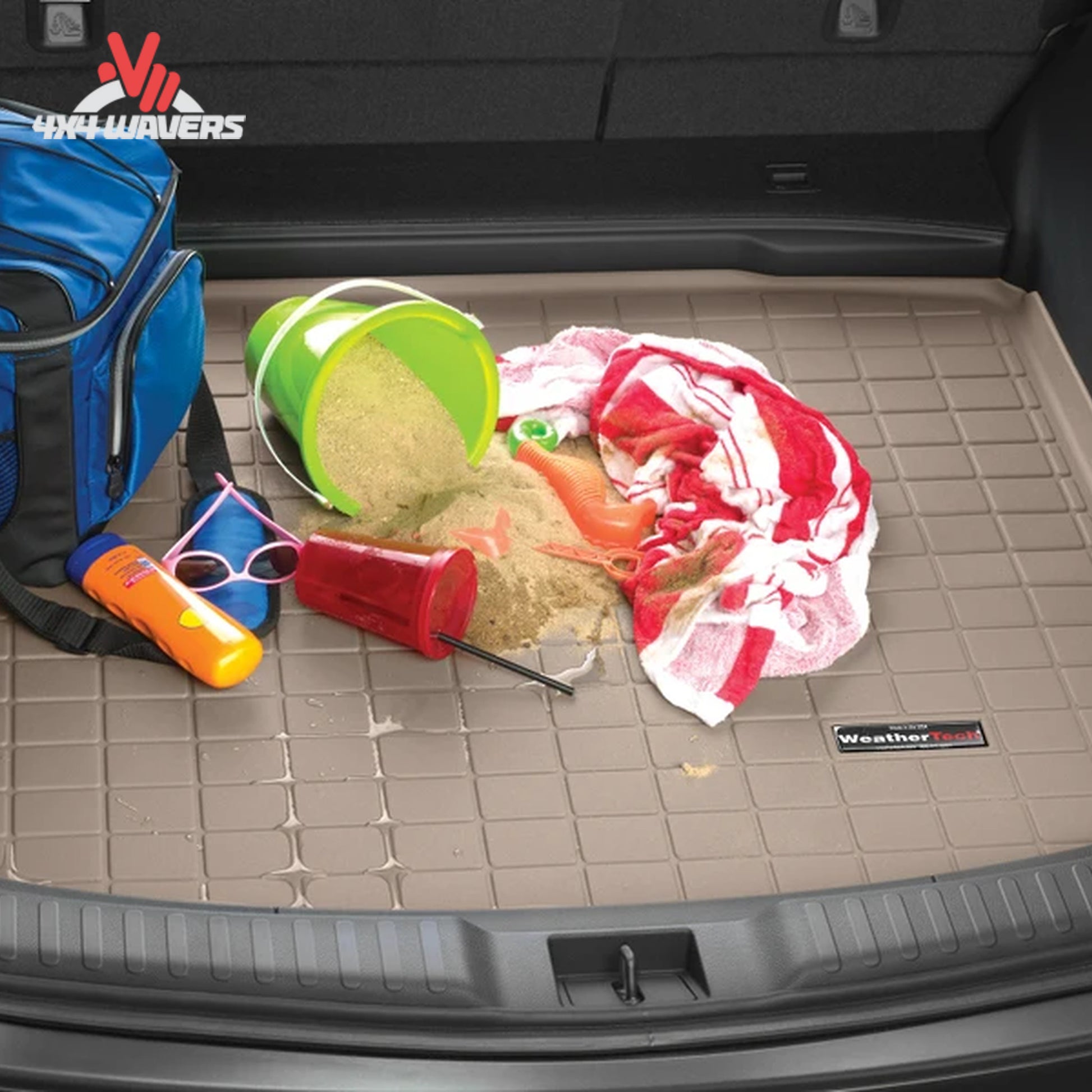 WeatherTech cargo liner installed in Ford Bronco cargo area with slide-out tailgate