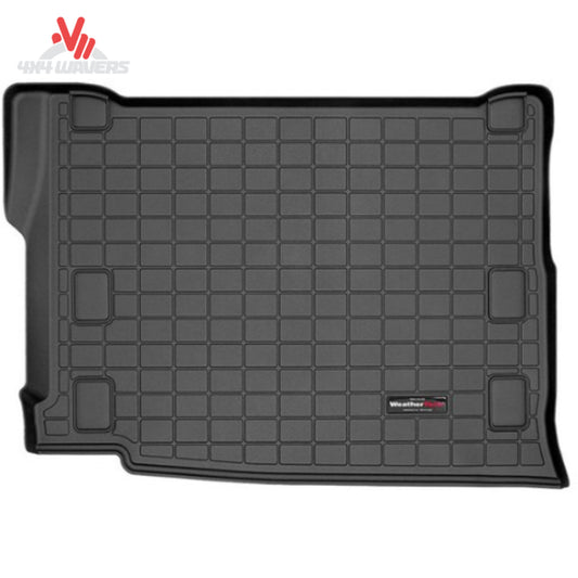 WeatherTech cargo liner installed in 2021-2025 Jeep Wrangler 4xe with factory subwoofer