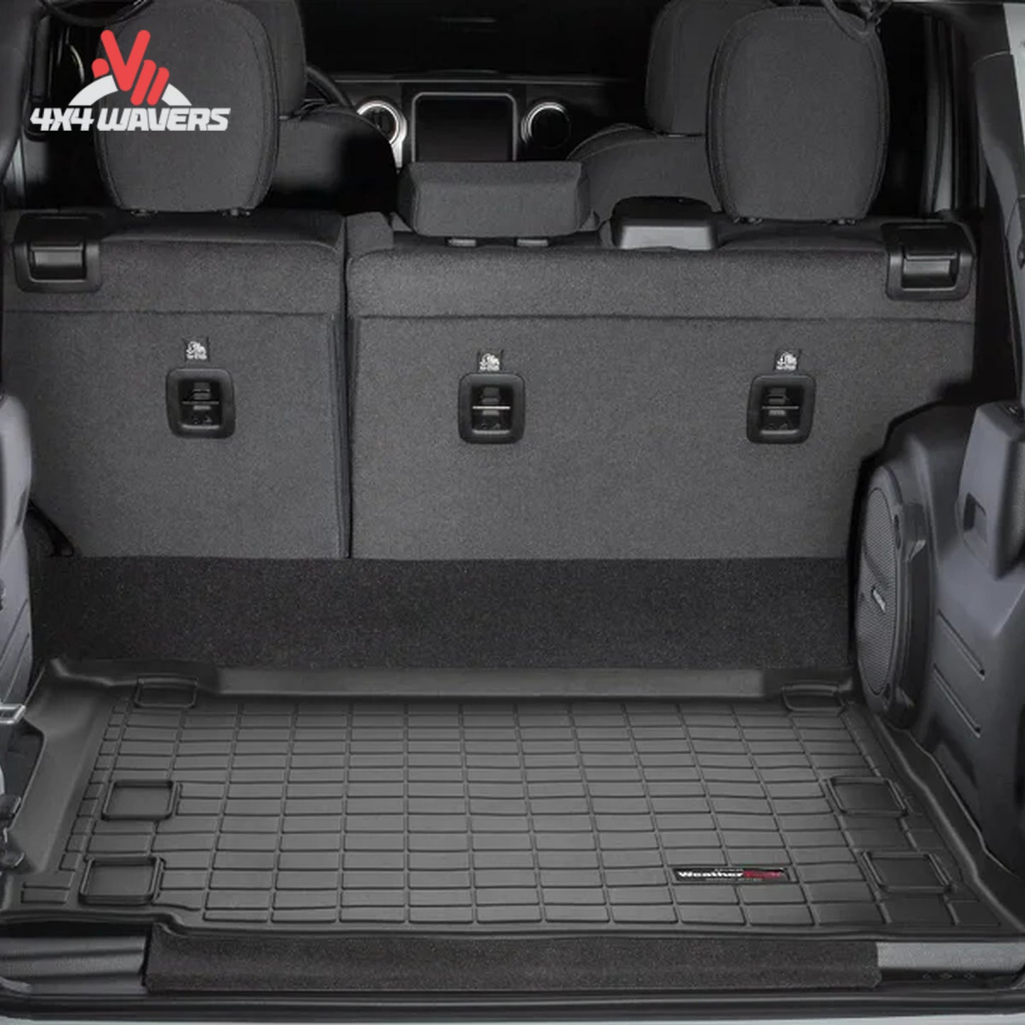Installed WeatherTech cargo liner Jeep Wrangler 4xe rear cargo floor