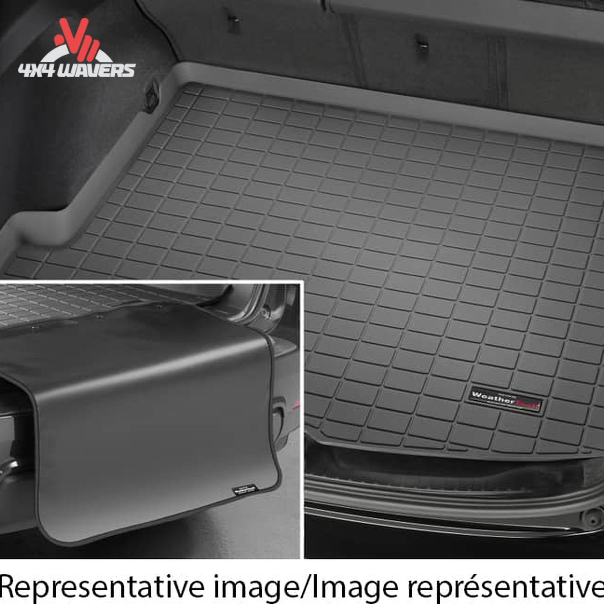 Forro de carga WeatherTech a medida que protege el compartimento trasero de carga de un Jeep Wrangler JK con el asiento trasero retirado