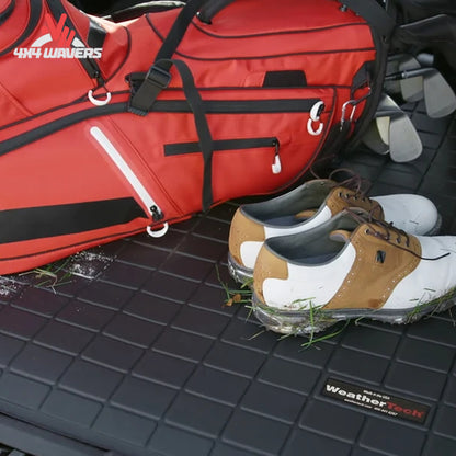 Raised spill containment edge on WeatherTech Bronco cargo liner