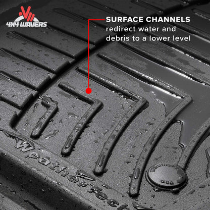 Close-up view of WeatherTech FloorLiner HP channels engineered to trap moisture and debris