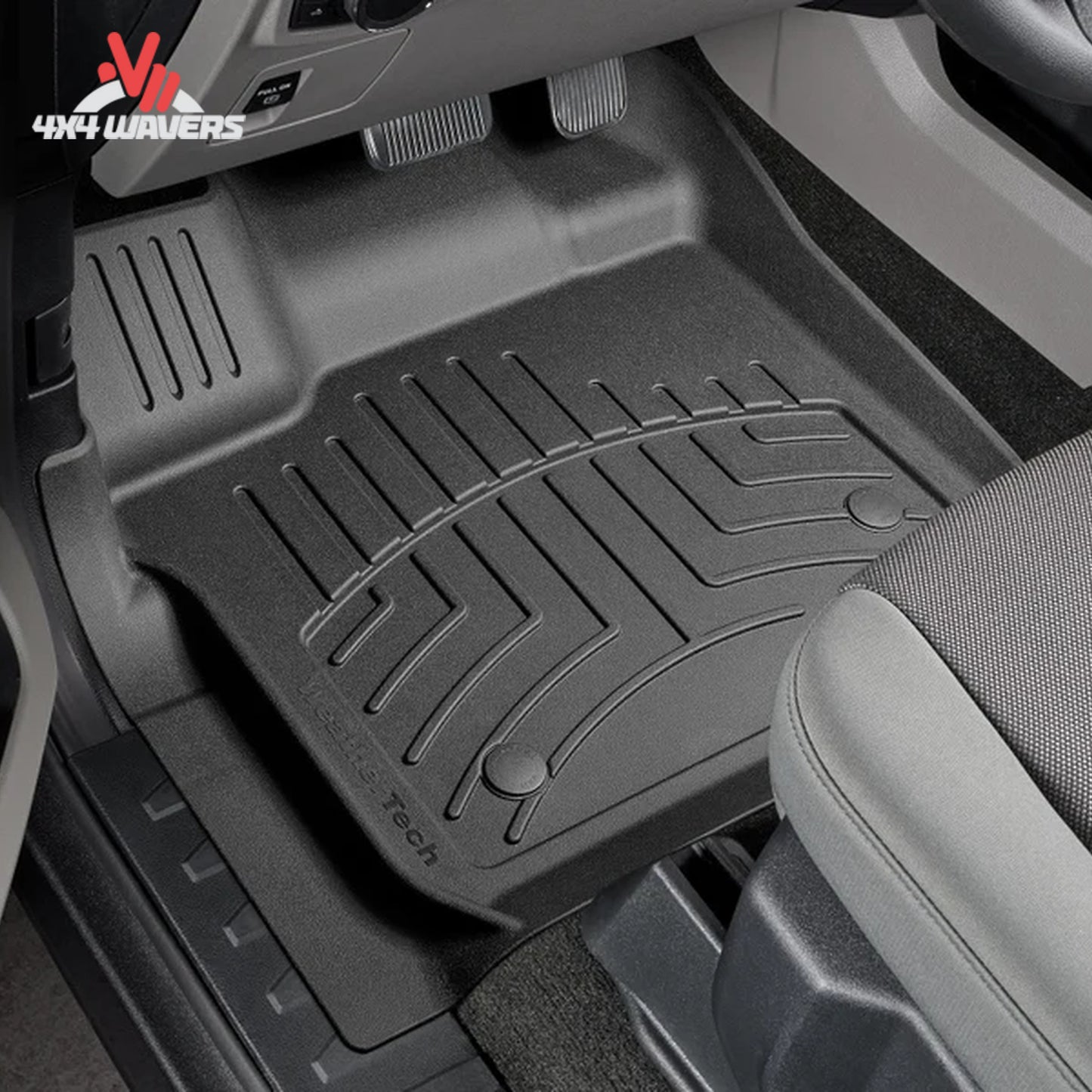 Driver side footwell view showing custom laser measured fit in 2015-2026 F150 446971IM