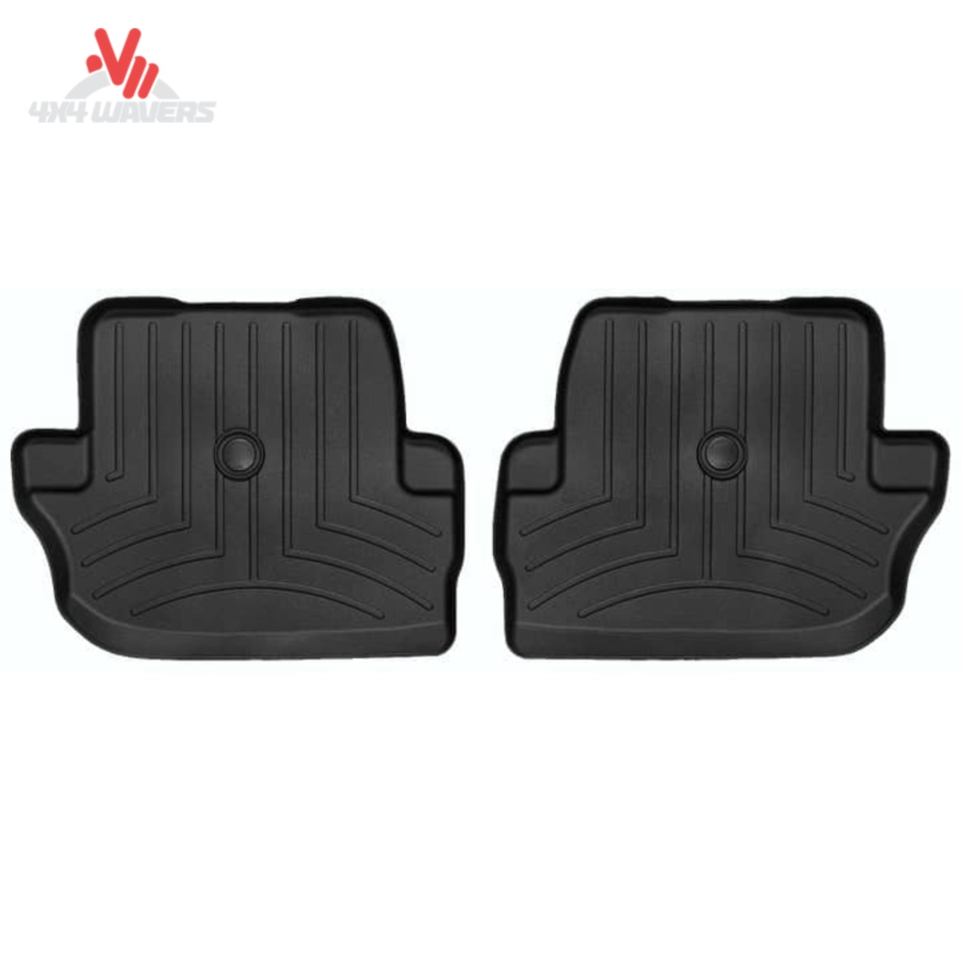 WeatherTech FloorLiner HP second row floor liner for 2018-2026 Jeep Wrangler JL 2-Door; Custom-fit WeatherTech FloorLiner HP protecting the rear passenger floor area of a Jeep Wrangler JL 2-Door