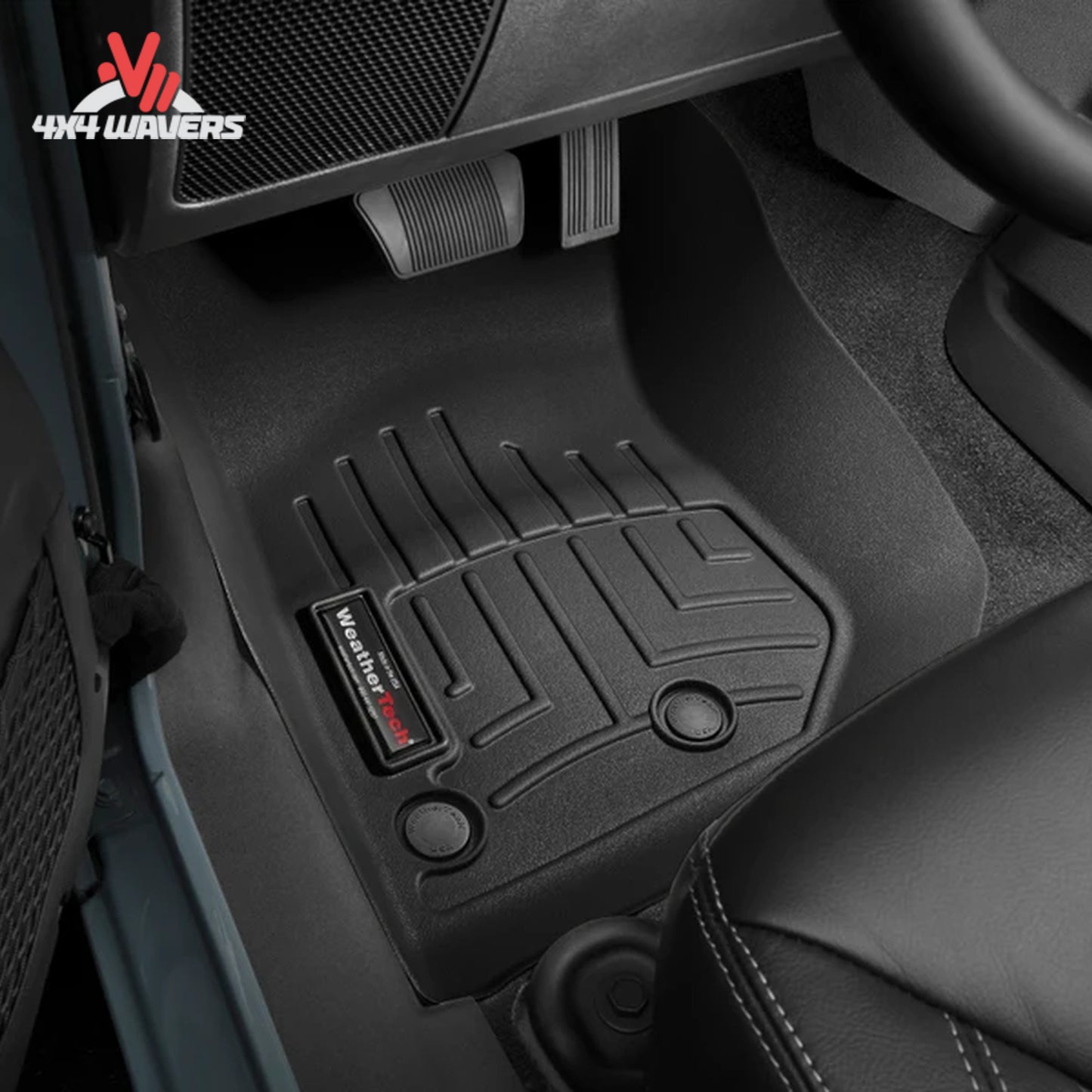 Installed WeatherTech front floor mat in Jeep Wrangler JK cabin