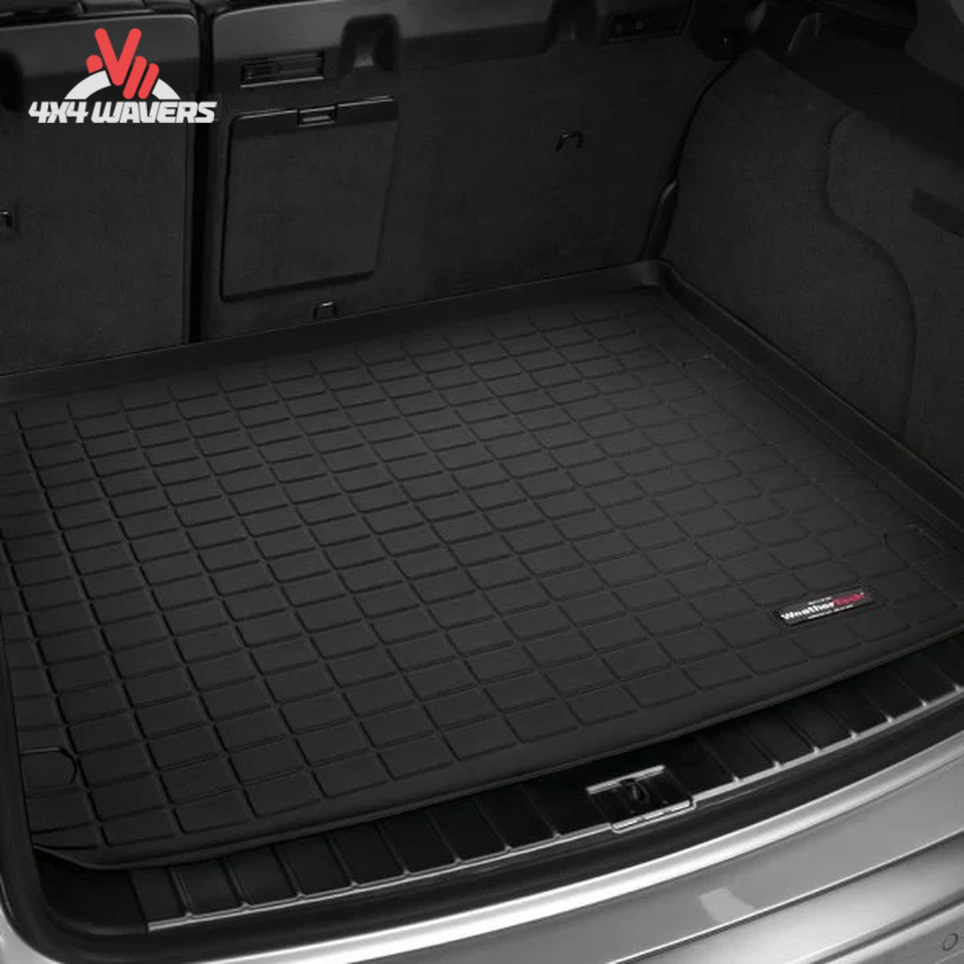 Installed WeatherTech cargo mat in Jeep Wrangler JK Unlimited cargo compartment