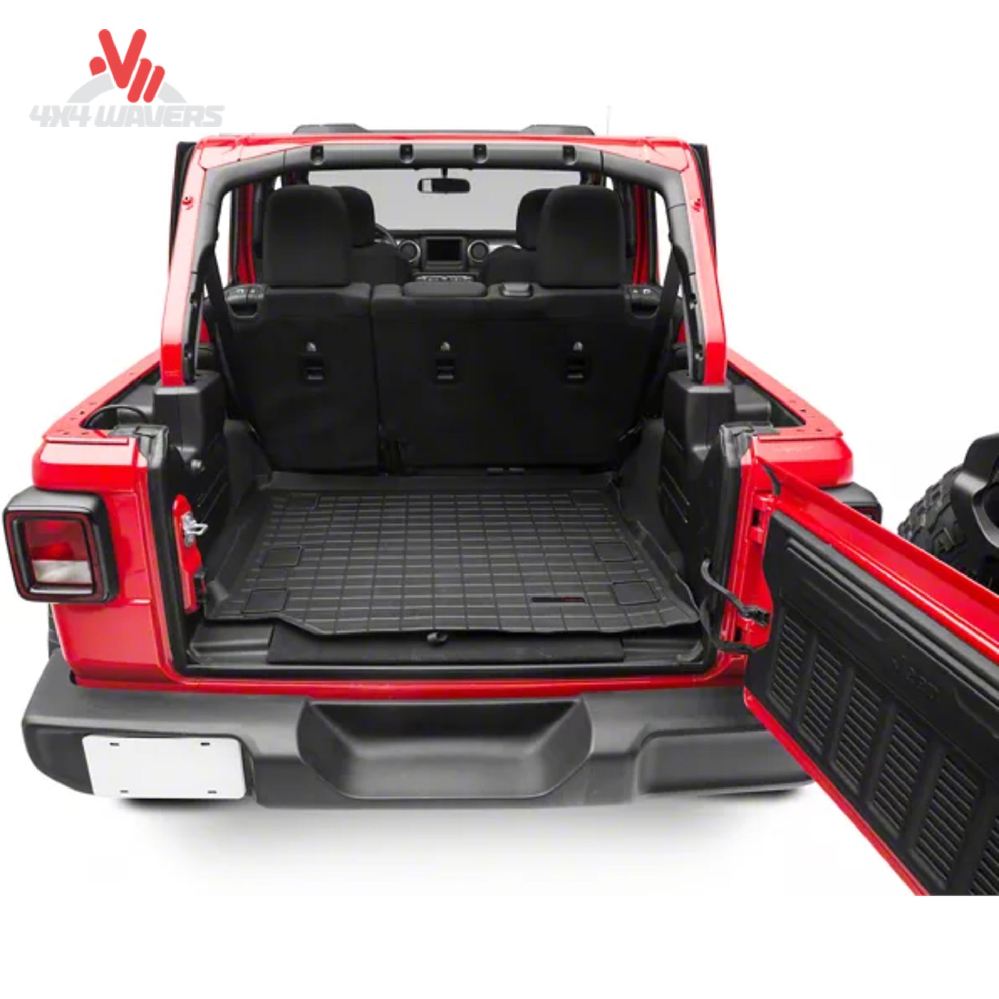 Installed WeatherTech cargo liner Jeep Wrangler JL Unlimited rear cargo area