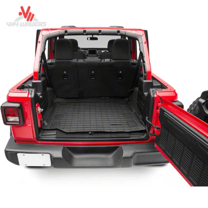 Installed WeatherTech cargo liner Jeep Wrangler JL Unlimited rear cargo area