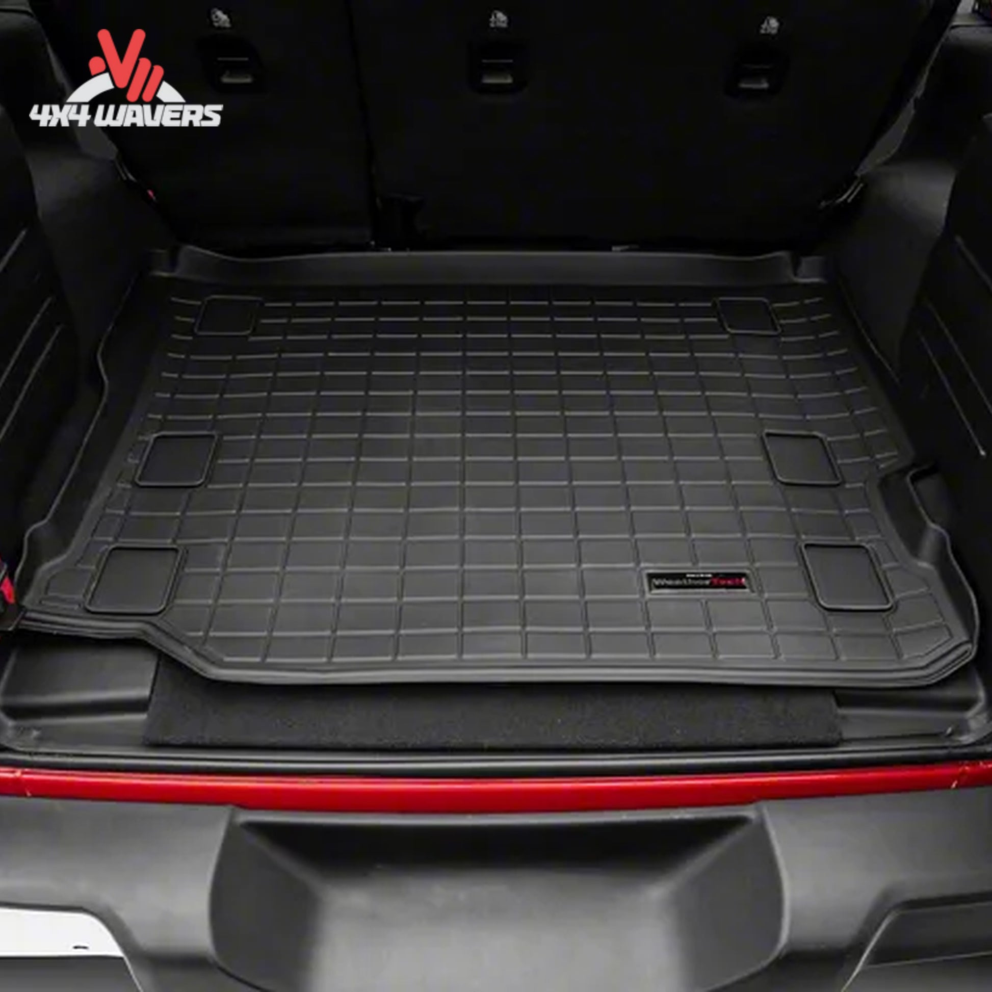 Installed WeatherTech cargo liner in Jeep Wrangler JL Unlimited cargo compartment
