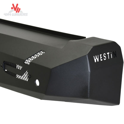 Close up of sensor housing cutout and auxiliary light mount on Westin Pro Series rear bumper 58-421015