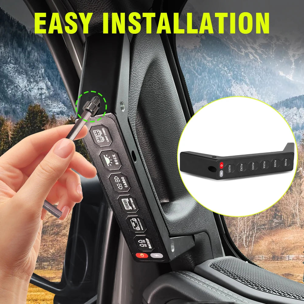 Soporte de montaje en la manija para controlador de interruptores, panel de 6 interruptores para Jeep Wrangler JL 2018 2019 2020 2021 2022 2023 - 4X4 WAVERS
