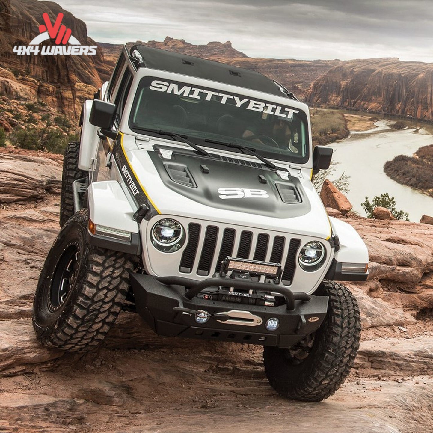 Jeep Wrangler JL featuring XRC Gen2 front bumper with enhanced recovery and protection capabilities