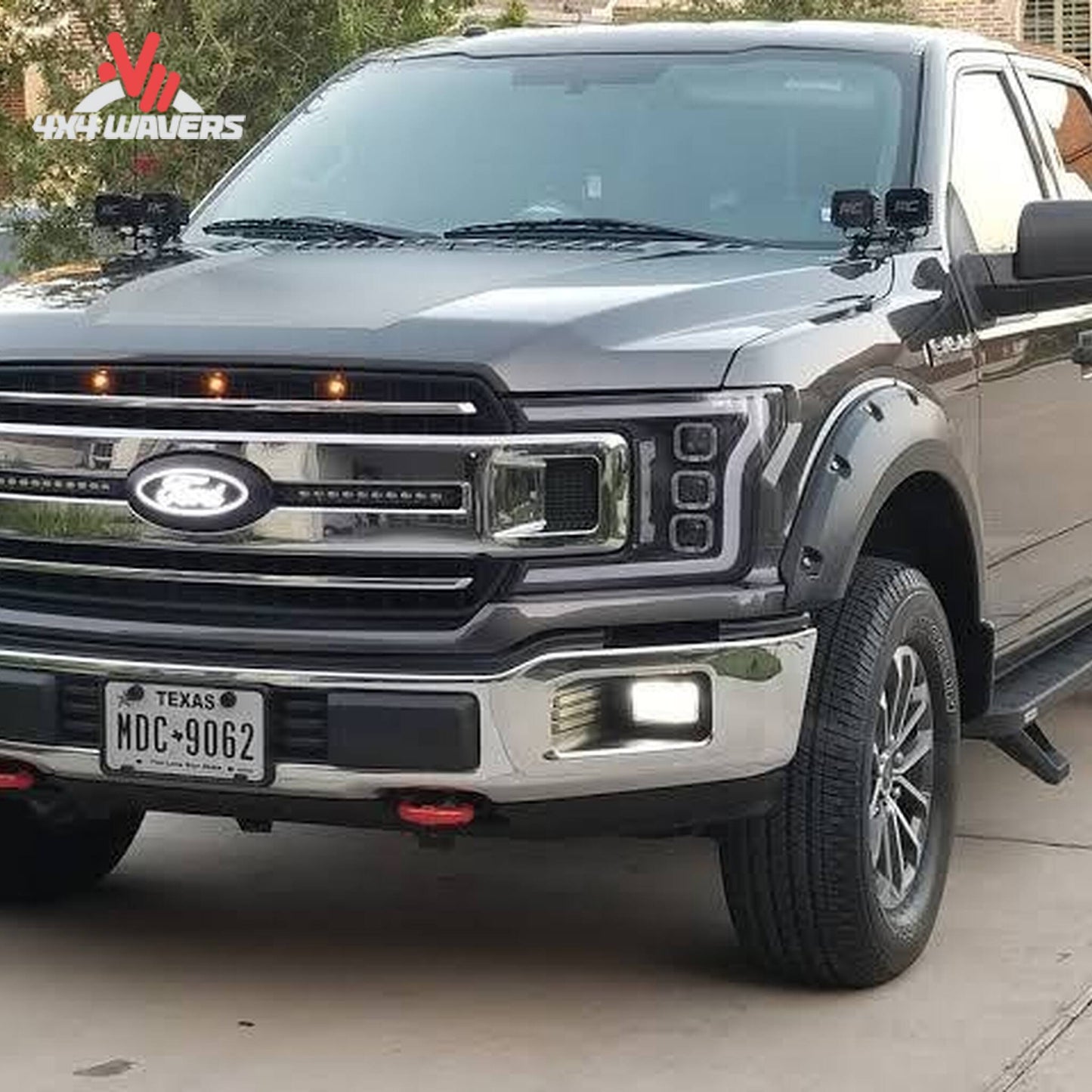 Xtreme pocket style fender flares set of 4 installed on 2018-2020 Ford F-150 truck, providing added protection and a rugged look.