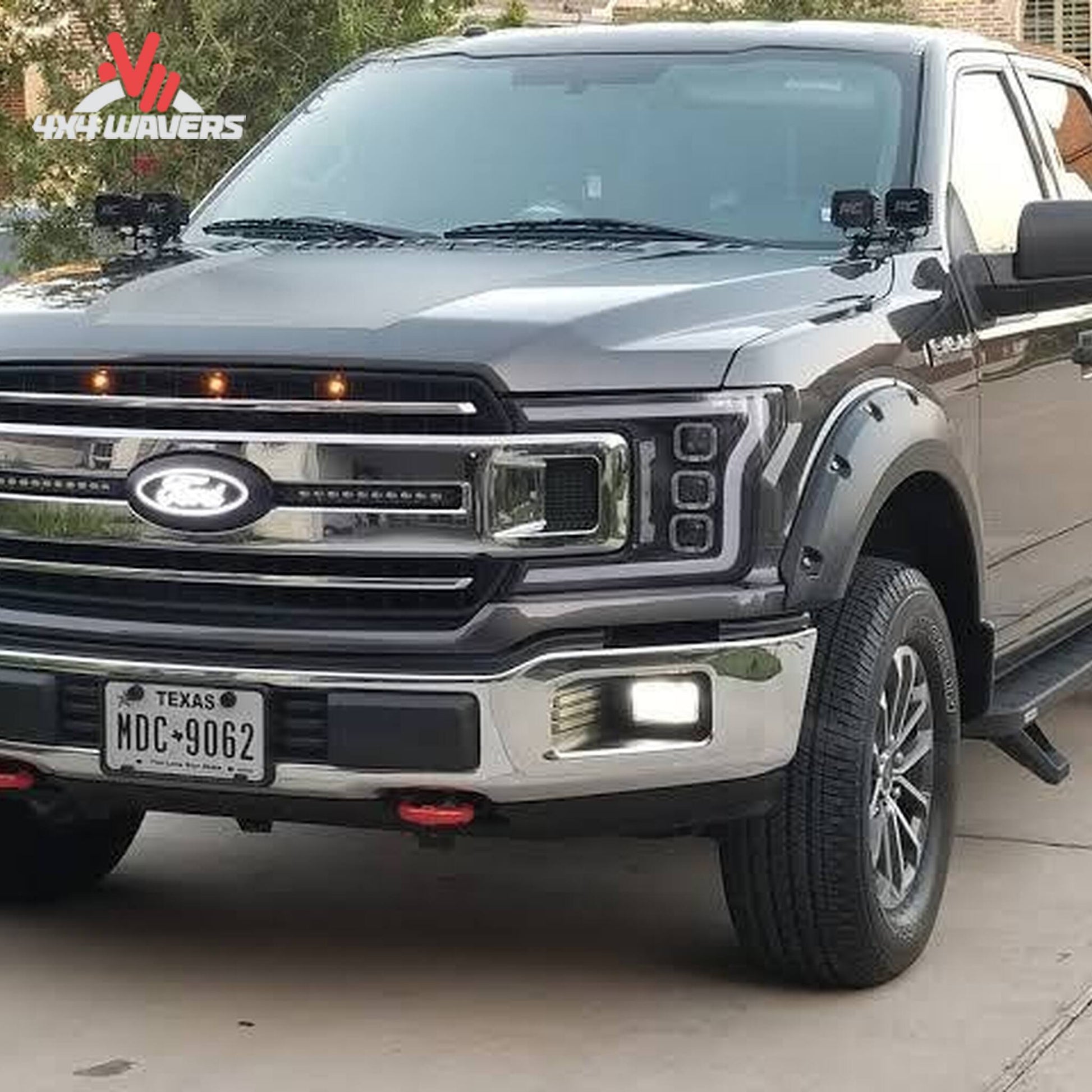 Xtreme pocket style fender flares set of 4 installed on 2018-2020 Ford F-150 truck, providing added protection and a rugged look.