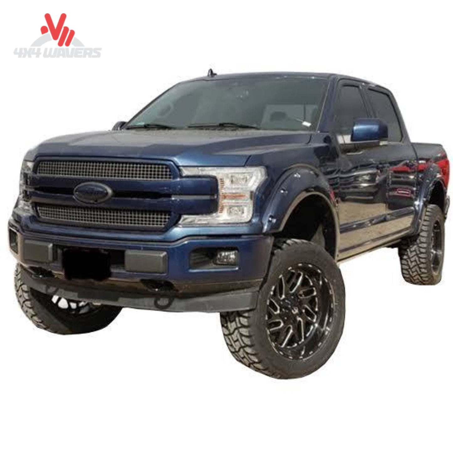 Xtreme pocket style fender flares set of 4 installed on a 2018-2020 Ford F-150 truck, enhancing wheel well protection and style.