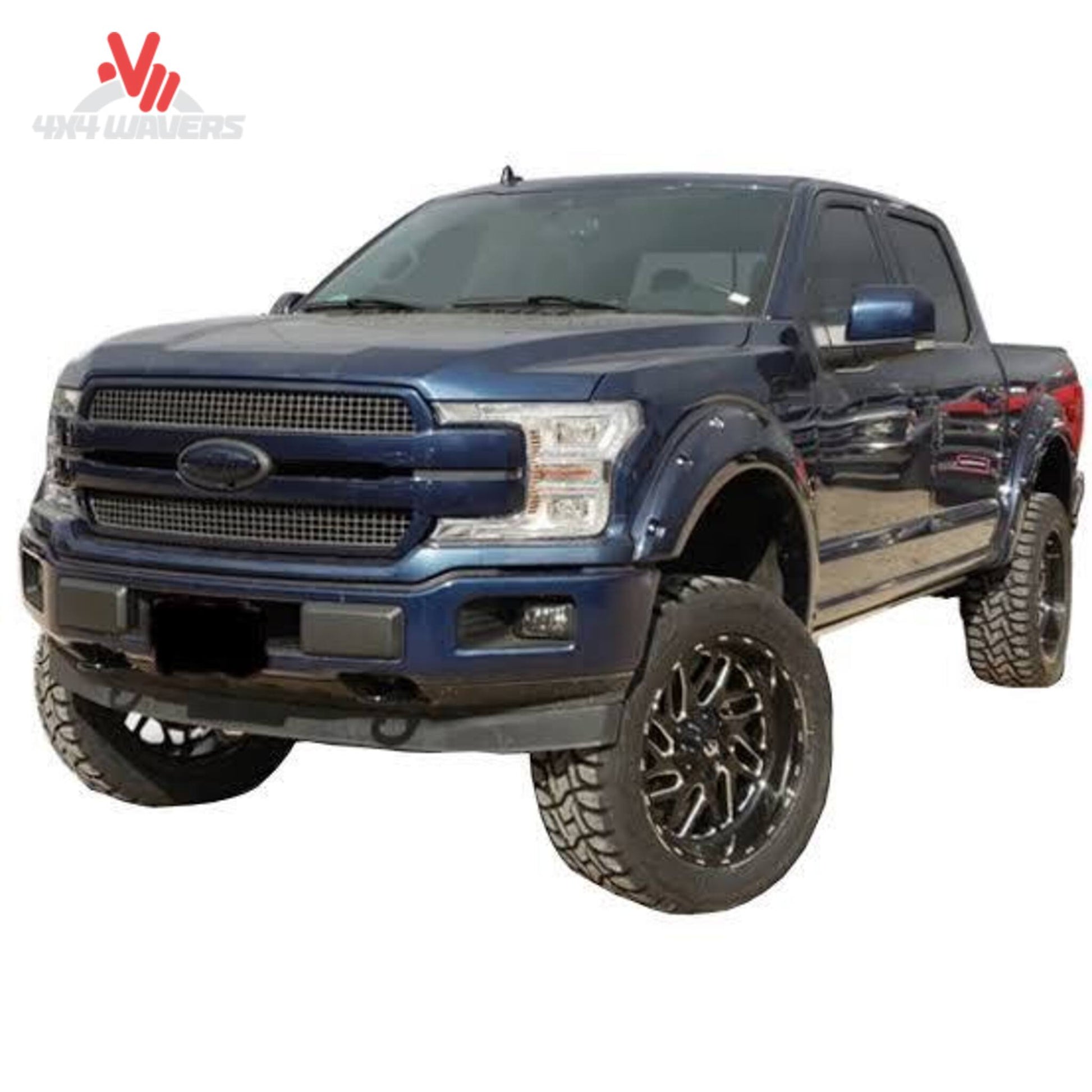 Xtreme pocket style fender flares set of 4 installed on a 2018-2020 Ford F-150 truck, enhancing wheel well protection and style.
