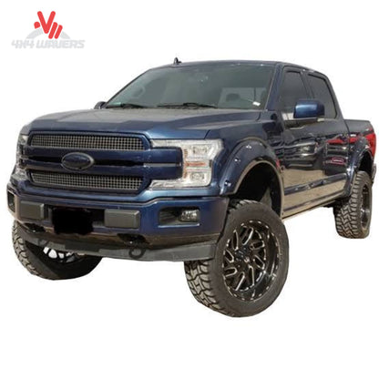 Xtreme pocket style fender flares set of 4 installed on a 2018-2020 Ford F-150 truck, enhancing wheel well protection and style.