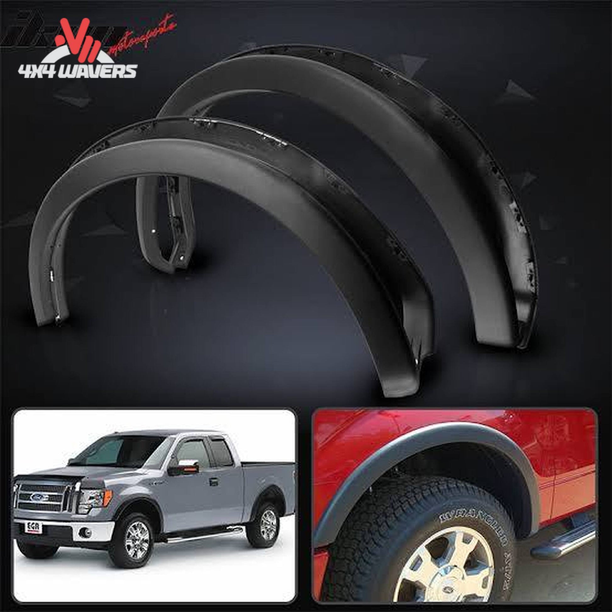 Xtreme OE Style Fender Flares installed on a 2009-2014 Ford F-150, set of four, enhancing truck's rugged appearance and protection
