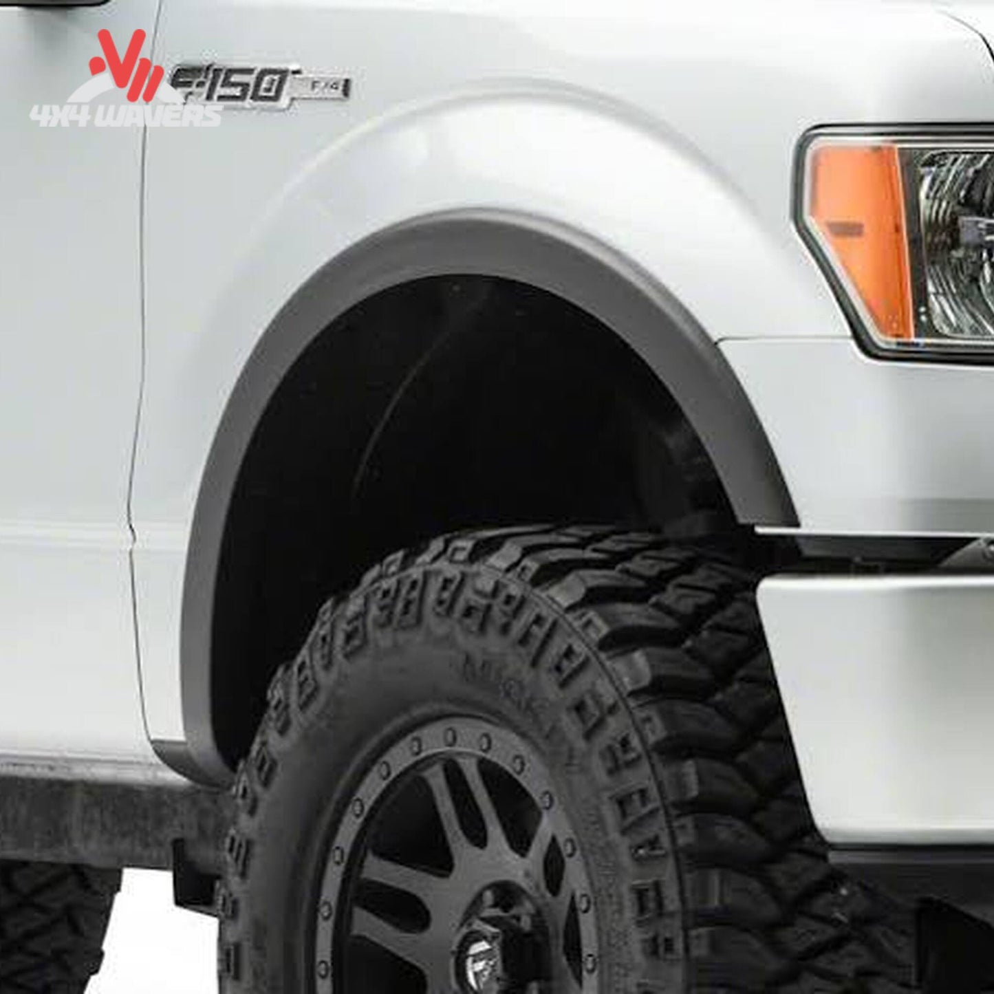 Xtreme OE Style Fender Flares set of 4 installed on a 2009-2014 Ford F-150 truck, enhancing wheel arch coverage and style.