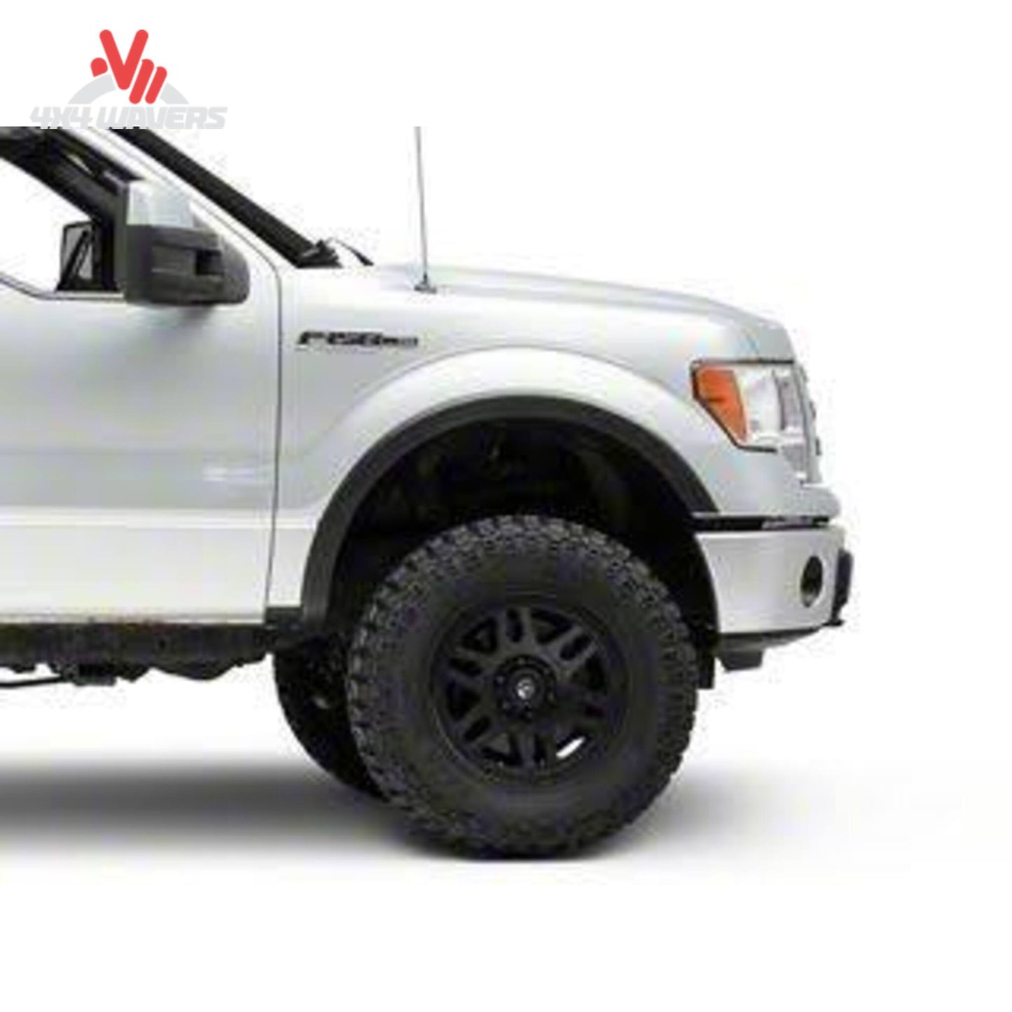 Set of four Xtreme OE style Fender Flares installed on a 2009-2014 Ford F-150 truck, enhancing wheel arch protection and style.
