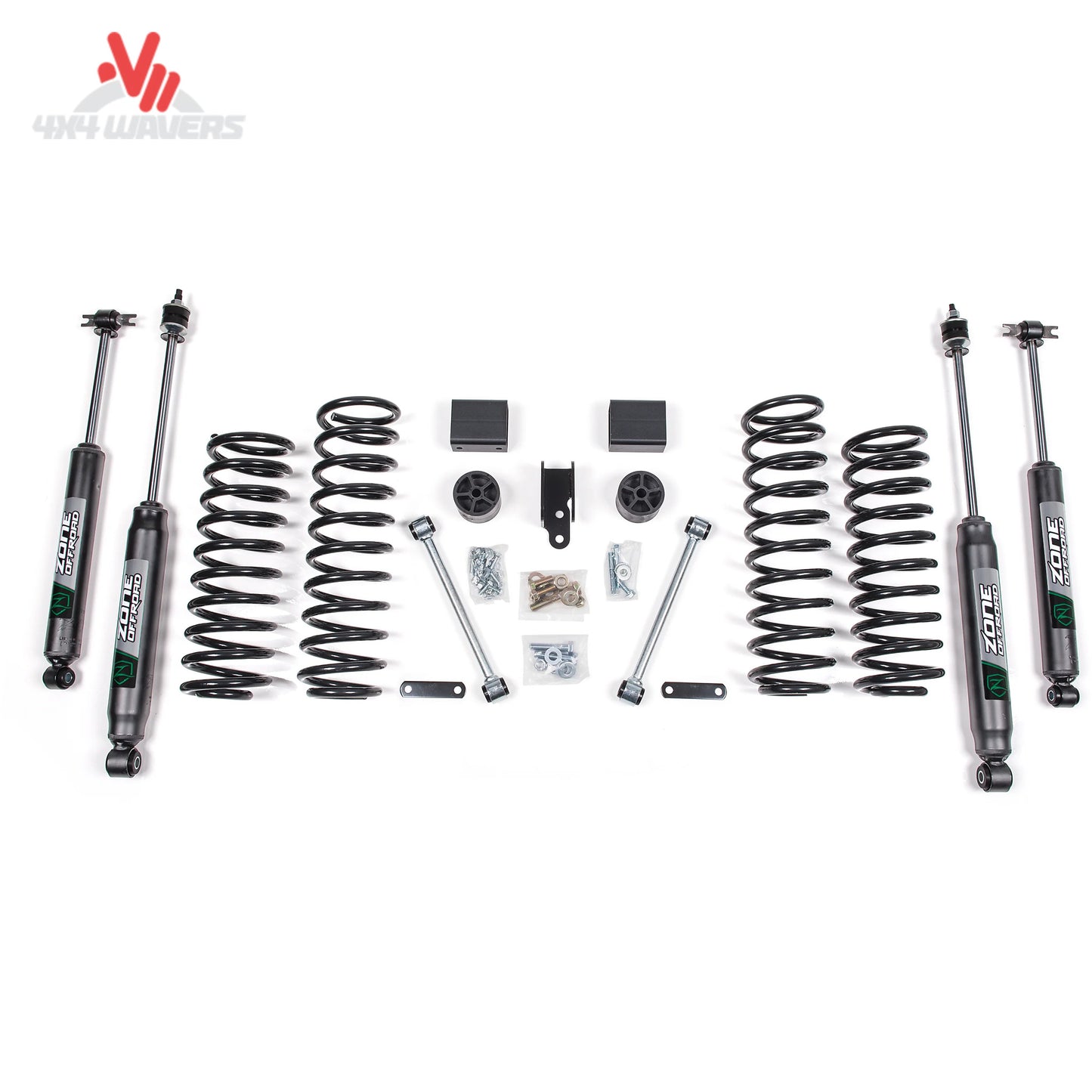 Full suspension package included with the Zone Offroad JK lift system