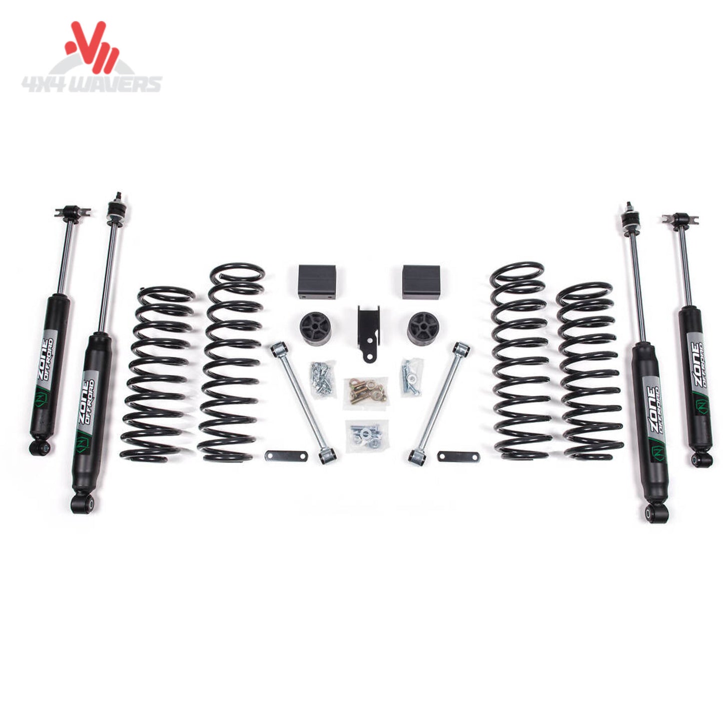 Full suspension package included with the Zone Offroad Wrangler Unlimited lift system