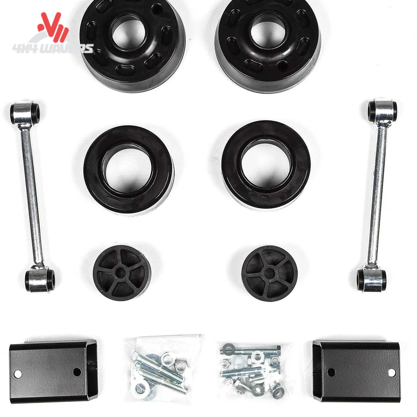 All suspension components included in the Zone Offroad Wrangler JL 2 inch lift system