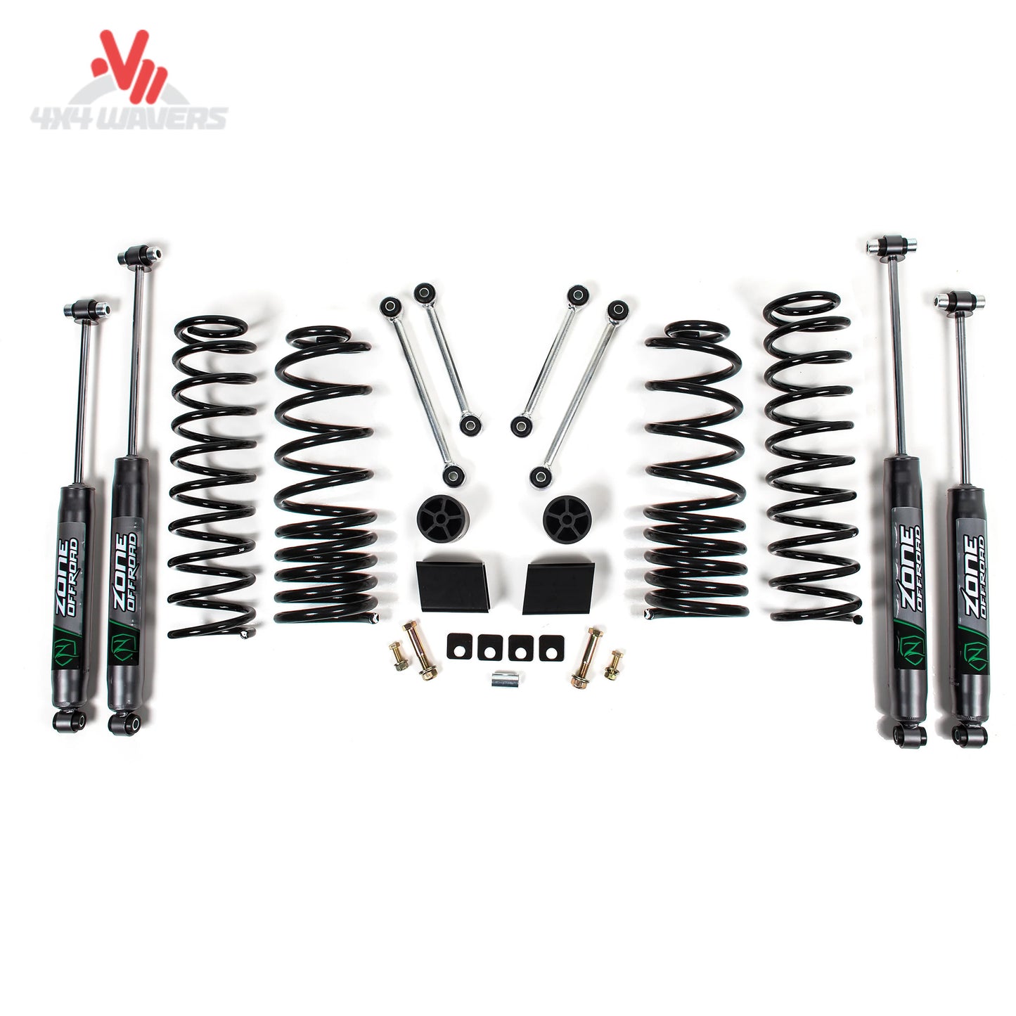 All suspension components included with the Zone Offroad Gladiator 3 inch lift system
