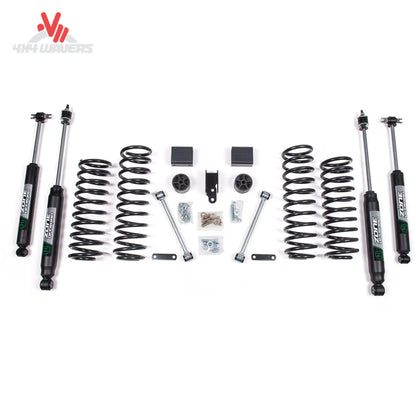 All suspension correction components included with the Zone Offroad 3-inch Wrangler JK lift system