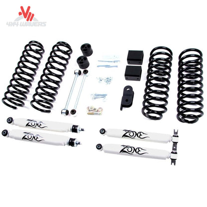 Complete Jeep Wrangler Unlimited suspension upgrade with Nitro shocks and 35-inch tire clearance capability